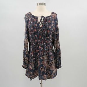 👑💙 Free People Long Sleeve Floral Boho Tunic